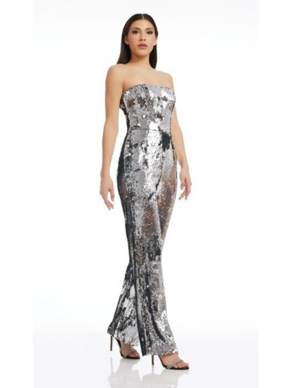 Dress the Population Andy Silver Sequin Jumpsuit, Size Small